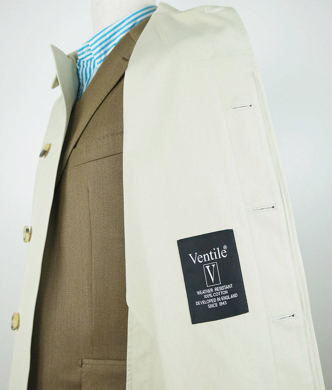 Hackett, beige rain mac coat, size 52EU, RRP 820 e, Ventile