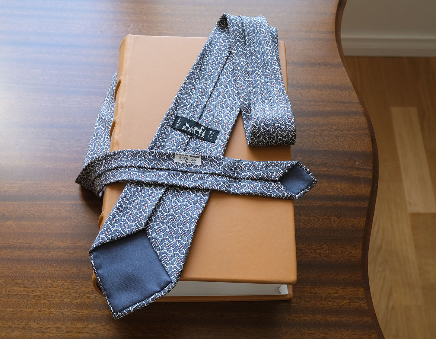 Hermès, blue-gray silk tie, made in France