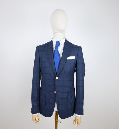 Isaia, blue check bespoke suit, size 48EU, slim, RRP 6000 e