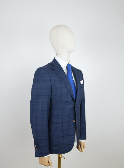 Isaia, blue check bespoke suit, size 48EU, slim, RRP 6000 e