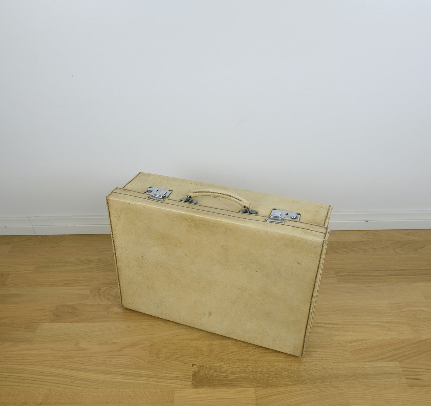 John Pound, hand sewn suitcase, vellum, 1920s, English, unique