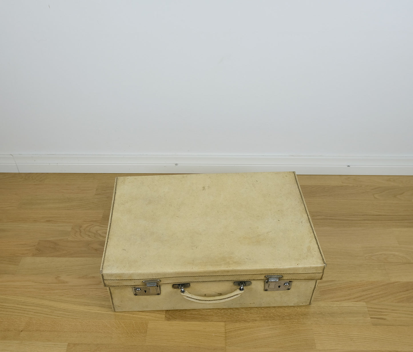 John Pound, hand sewn suitcase, vellum, 1920s, English, unique