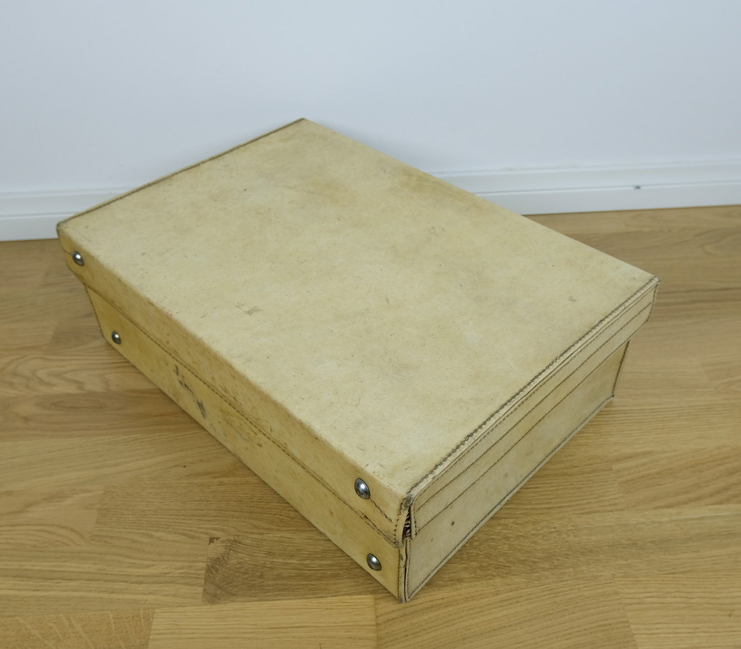 John Pound, hand sewn suitcase, vellum, 1920s, English, unique