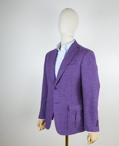 D'avenza, hand made purple tweed jacket, size 48EU, slim, RRP 1600 e