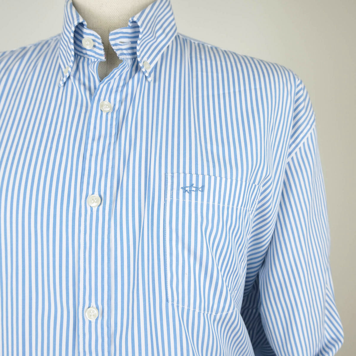 Paul and Shark, blue stripe button-down shirt, size XXL