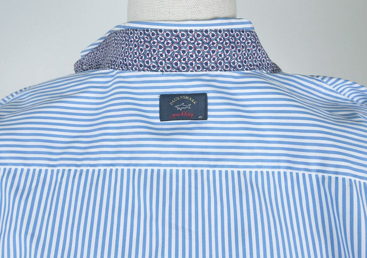 Paul and Shark, blue stripe button-down shirt, size XXL