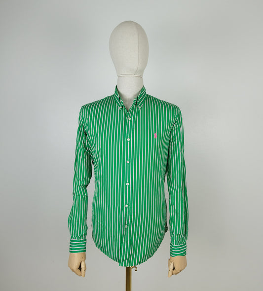 Polo Ralph Lauren, vihreä kauluspaita, koko 41, raitoja