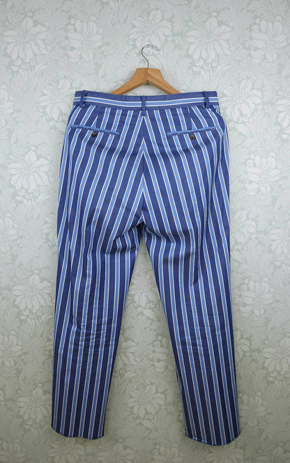 Polo Ralph Lauren, blue cotton stripe trousers, size 32''